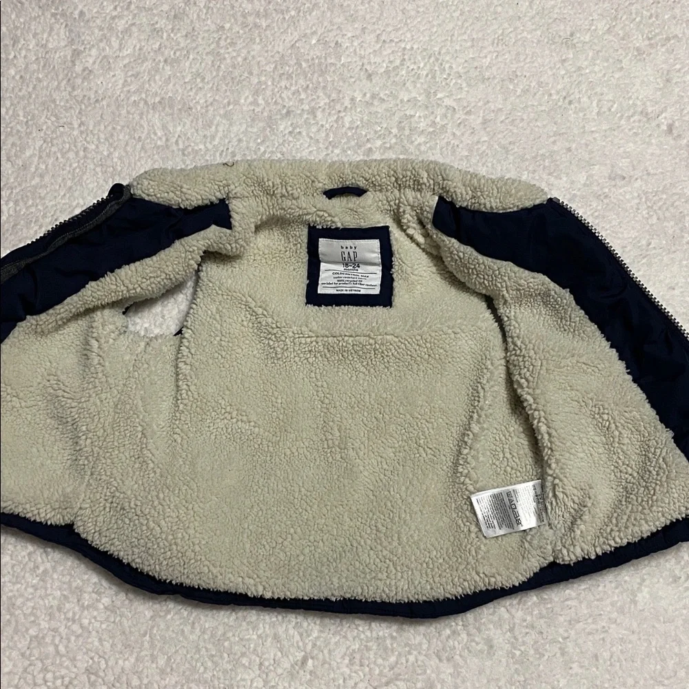 BABY GAP boys Sz 18mo - 24mo puffer vest navy / grey waterproof and lined ¥
